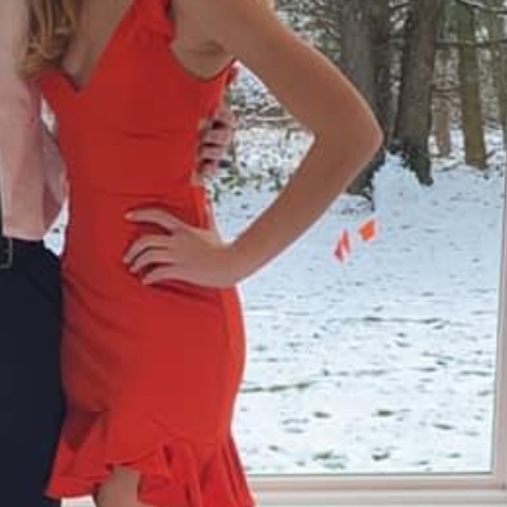 Selfie Leslie Red Take Note Frill Hoco Dress